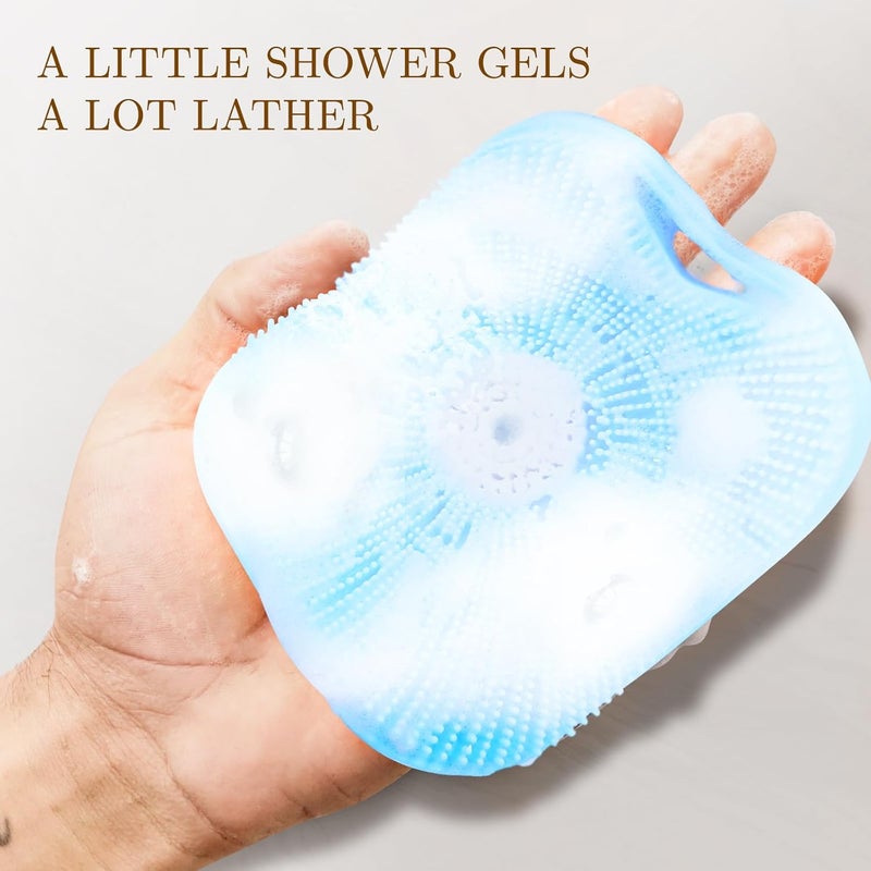 Kpyphm Zinc Infused Silicone Body Scrubber for Men, New Upgrade Deep Exfoliating Body Scrubber for Shower, Silicone Loofah Men for Sensitive Skin with Lathering Bristles and Ergonomic Non-Slip Handle (Blue) - Image 3